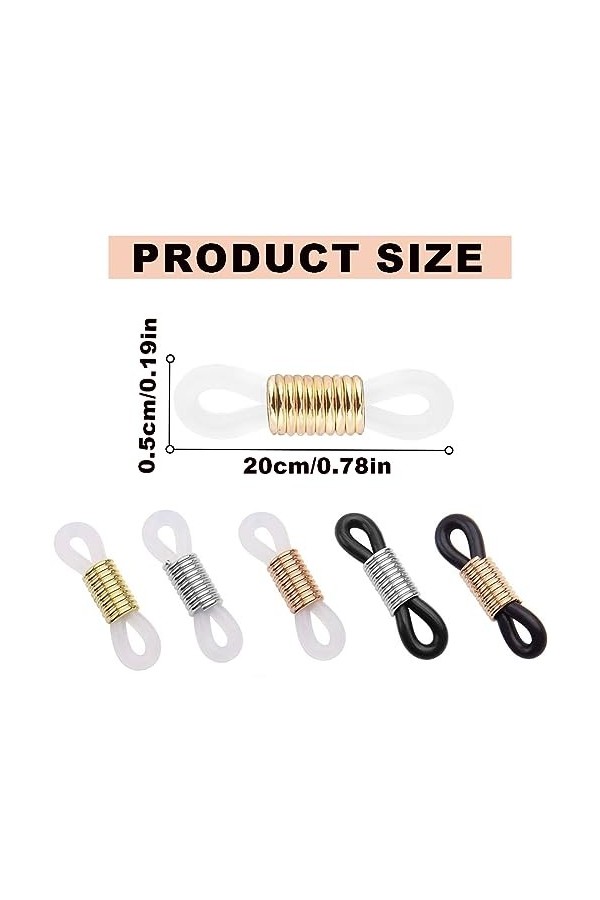 XPEX 50Pcs Cordon Lunettes,Lunette Chaine,Extrémités Chaînes De Lunettes Réglables,Embout Chaine Lunette Longues Réglables Co