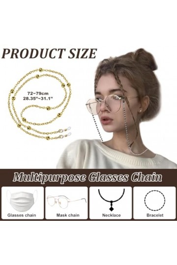 LIMITADA 8 Pcs Chaîne de Lunette Antidérapante Chaine pour Lunette Femme Élégante Cordon Chaine Lunettes Chaine Lunette Homme