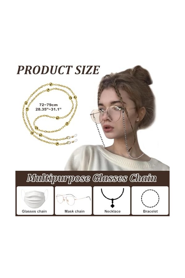 LIMITADA 8 Pcs Chaîne de Lunette Antidérapante Chaine pour Lunette Femme Élégante Cordon Chaine Lunettes Chaine Lunette Homme