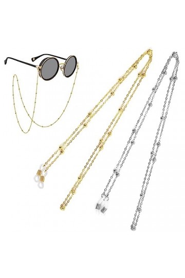 Hanyousheng 2 Pcs Cordon Lunettes, Chaîne Lunettes Femmes, Attache Lunettes Femme, Réglable Chaîne de Lunettes Antidérapante,