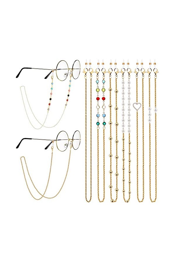 HAOBIN 6 Morceaux ChaîNe Lunettes Femmes ChaîNes De Lunettes De Soleil ChaîNe Pour Lunettes Lunettes Cordon 12 PièCes Anneaux