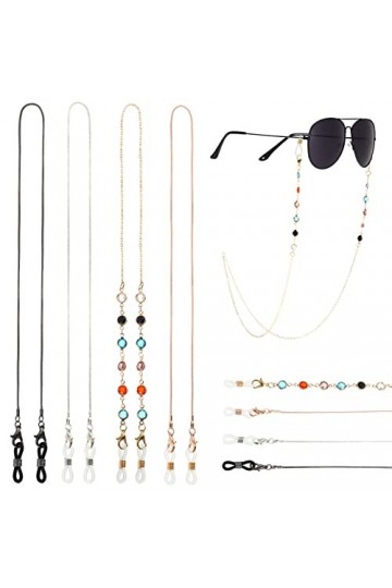 Fingertoys 4 PCS lunettes chaîne lunettes de soleil lunettes chaîne cou cordon bandeau de lunettes chaîne lanière lunettes sa