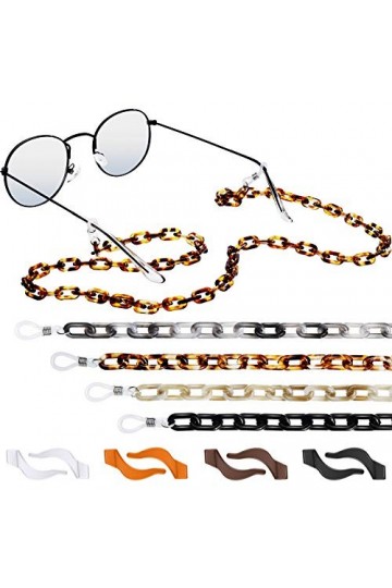 4 Sangles de Lunettes et 4 Paires Crochets Antidérapant de Lunettes Silicone