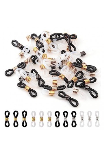 CRLLDPM 60 Pièces Boucle Attache en Caoutchouc pour Chaîne à Lunettes Attache Lunette de Chaînes de Lunettes Réglables Extrém