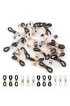 CRLLDPM 60 Pièces Boucle Attache en Caoutchouc pour Chaîne à Lunettes Attache Lunette de Chaînes de Lunettes Réglables Extrém