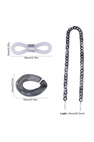 3 Pièces Chaine pour Lunette, Chaine de Lunettes Femme, Acrylique Chaîne Lunettes Femme de Soleil, Chaîne à Lunettes Acryliqu