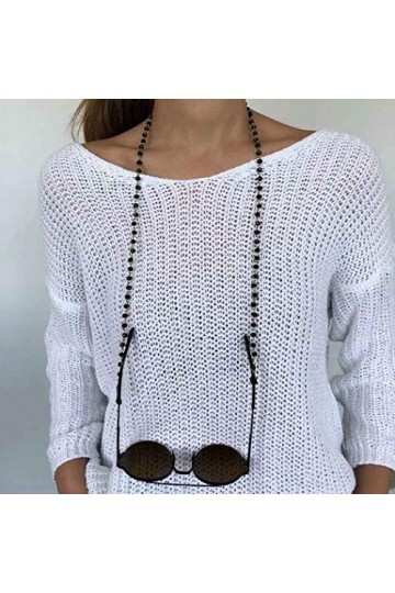 IYOU Chaîne de lunettes de soleil bohème en cristal noir avec strass pour lunettes de vue de rue et de plage - Accessoires an