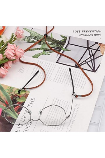 kuou Lot de 3 cordons de lunettes en cuir universel pour homme et femme