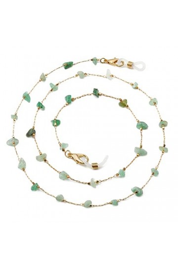 humlbird Chaîne de lunettes pour femme élégante en cristal naturel, vert, Small