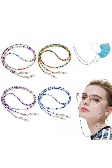 Hanyousheng Cordon Lunettes, 4 Pièces Chaîne Lunettes Femme, Cordon Lunettes Sport, Bandeau de Lunettes Chaîne Lanière, Chaîn