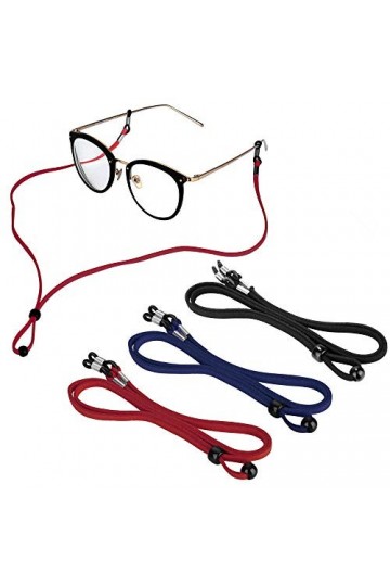 Cordon Lunettes Corde à Lunettes, 3Pcs Réglable Universel Attaches Lunettes Sangles PU Lunettes Chaîne Ficelle Titulaire Cord