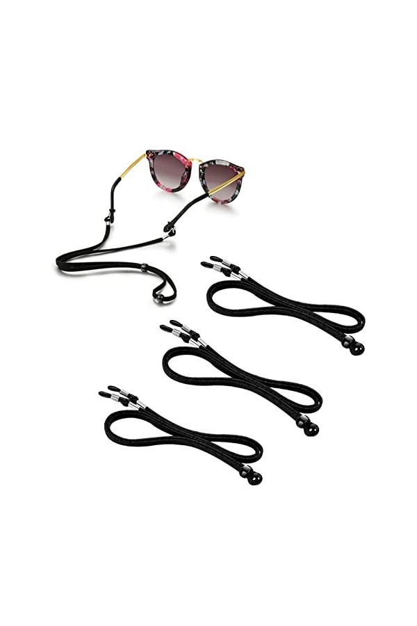 Cordon Lunettes Corde à Lunettes, 3Pcs Réglable Universel Attaches Lunettes Sangles PU Lunettes Chaîne Ficelle Titulaire Cord