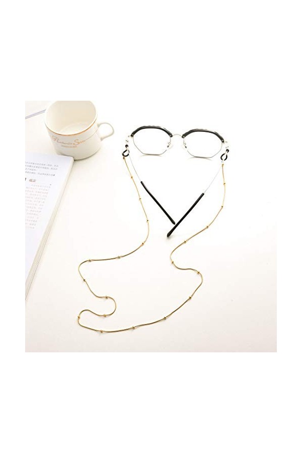 TseenYi Chaîne de lunettes antidérapantes en alliage avec perles en forme de serpent Doré Support de lunettes de soleil Acces