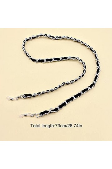 Zeayebsr Corde Chaine a Lunettes Porte-Lunettes en Metal,Chaîne de masque et chaîne de lunettes 2 en 1,Sangle de Lunettes PU 