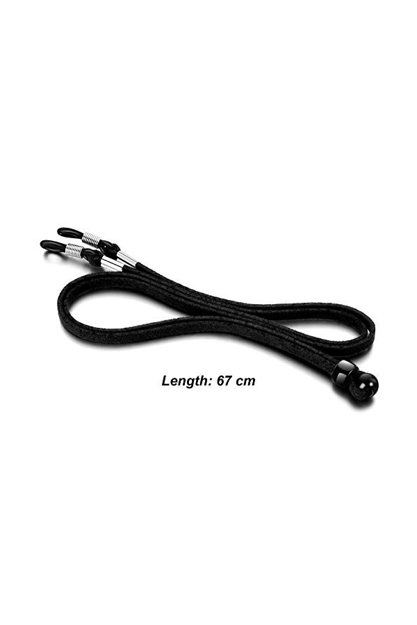 3 Pièces Sangle de Lunettes PU Corde de Lunettes pour Lunettes de Sport et Lunettes de Soleil, Noir