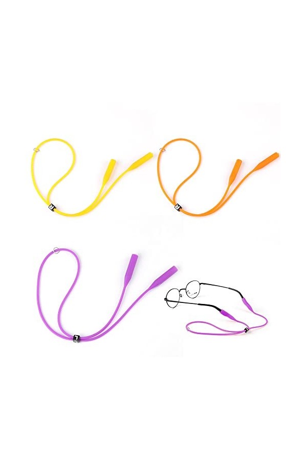 Durdiiy 3 Pièces Cordon Lunettes, Lunette Corde de Lunettes Réglable cordon lunettes homme femme, cordon lunettes sport, Sang