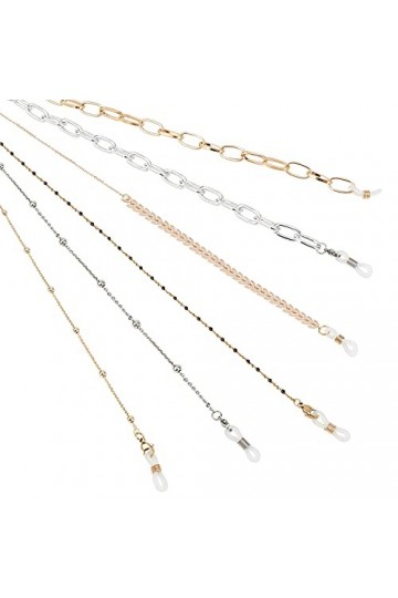 SUNNYCLUE 6 pièces Chaîne de Lunettes en Acier Inoxydable Porte-Lunettes Sangle Chaînes de Lunettes Soleil Porte-Lunettes Col