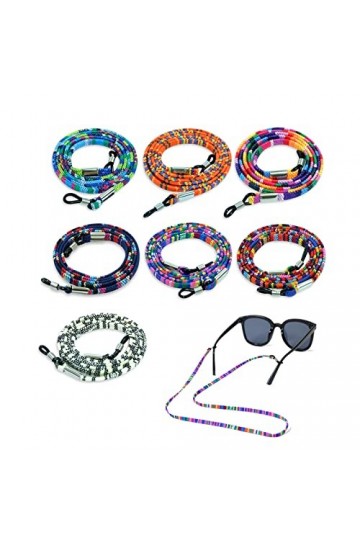 Qufiiry Cordon Lunettes, 7 Pcs Réglable Corde à Lunettes, Universel Lunettes Sangle, Ficelle Lunette Sangle de Lunettes, Anti