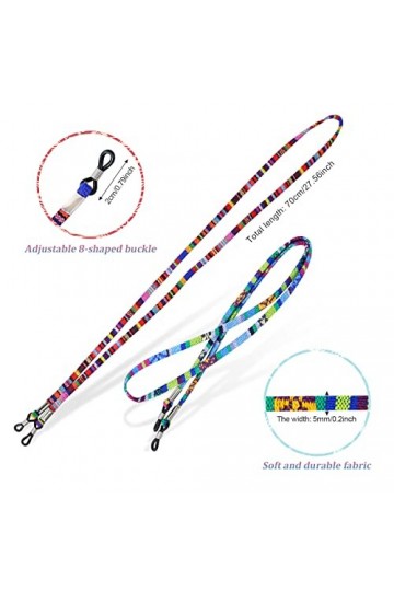 Qufiiry Cordon Lunettes, 7 Pcs Réglable Corde à Lunettes, Universel Lunettes Sangle, Ficelle Lunette Sangle de Lunettes, Anti