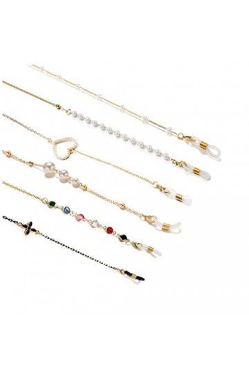 LIPIODOL 6 Pièces Chaînes de Lunettes Femme Sangle de Lunettes avec Anneau en Caoutchouc, sangle de retenue de lunettes de Le