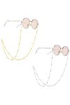 Janerowee 2 PCS Chaîne Lunettes,retenue des Lunettes Long Collier,Chaînes de lunettes en métal Accessoires de Mode,Lunettes d