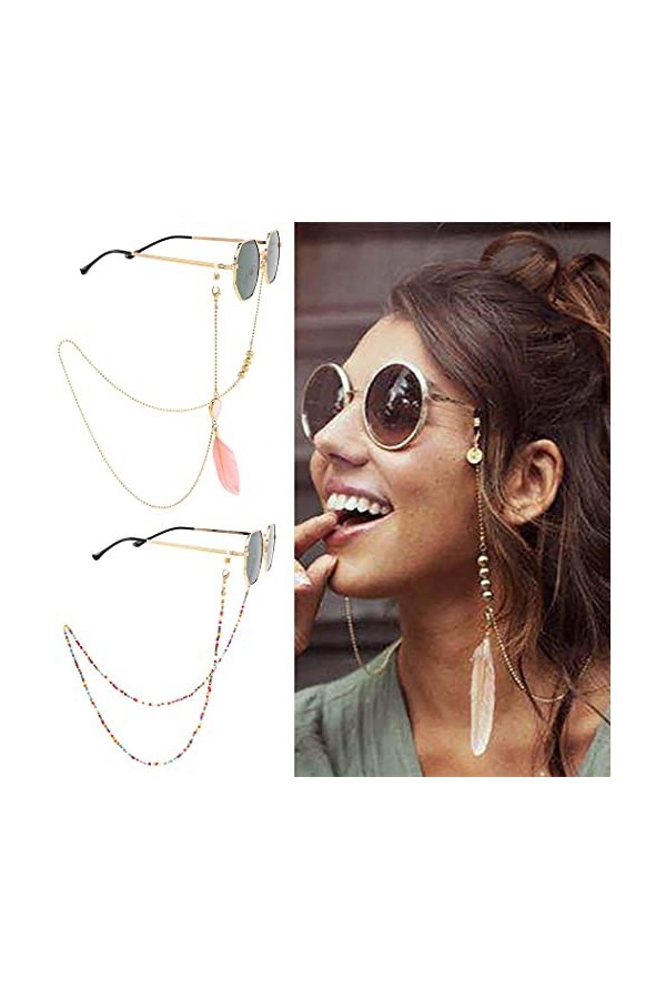 Bohend Mode Chaîne de lunettes de soleil Or Perles Femmes Chaîne de lunettes Perle Accessoires pour lunettes pour lunettes