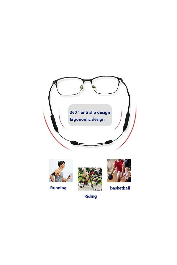 Ownkim 2PCS Cordons à Lunettes - Bandeau Antidérapant Ajustable en Silicone pour Femmes, Hommes, Enfants - Idéal pour Sports 