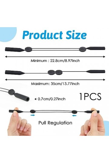 punwey Ajustable Cordons à Lunettes Sports Homme Femme, Retenue de Lunettes Réglables Cordon pour Lunette Sangle de Lunettes 
