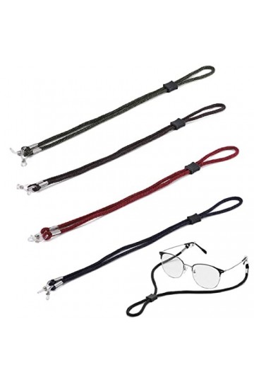 CUHZA Cordon Lunettes Corde à Lunettes, 4Pcs Réglable Universel Attaches Lunettes Sangles PU Lunettes Chaîne Ficelle Titulair