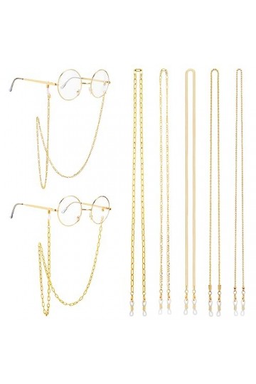 HIFOT 5 Pièces Chaînes à Lunettes Femme, Élégant Cordon Lunettes Antidérapant Lunettes de Soleil Corde à Lunettes de Lecture