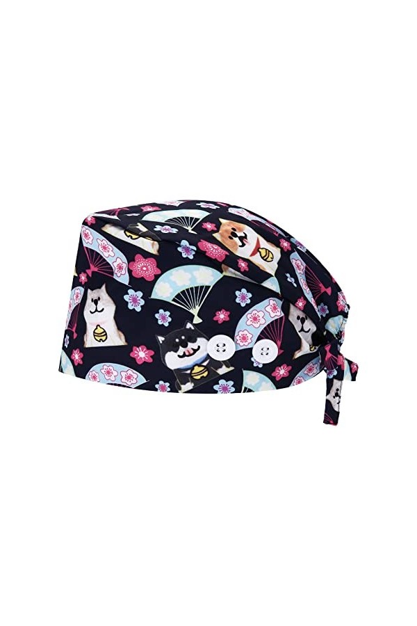 MINYING Bonnet Chirurgical Tissu Turban Chimio Coton pour Filles Femmes Calot Chirurgical Fleur Chapeau dinfirmière Chapeaux