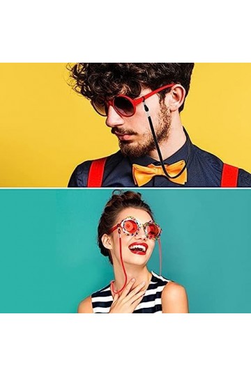 Cordon Lunettes Corde à Lunettes, 12Pcs Réglable Universel Attaches Lunettes Sangles PU Lunettes Chaîne Ficelle Titulaire Cor