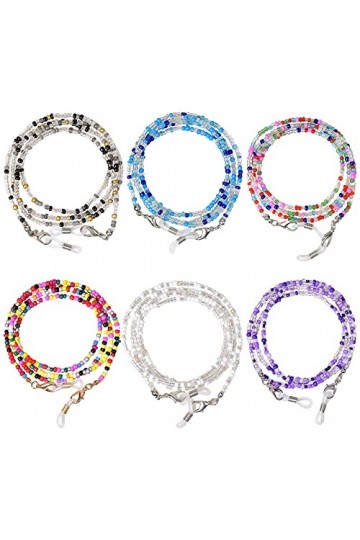 KYSUN 6PCS Chaîne de Lunettes de Perlée, Support de Sangle de Lunettes Soleil Perle Sangle, Cordon de Lunettes, Lunettes Perl