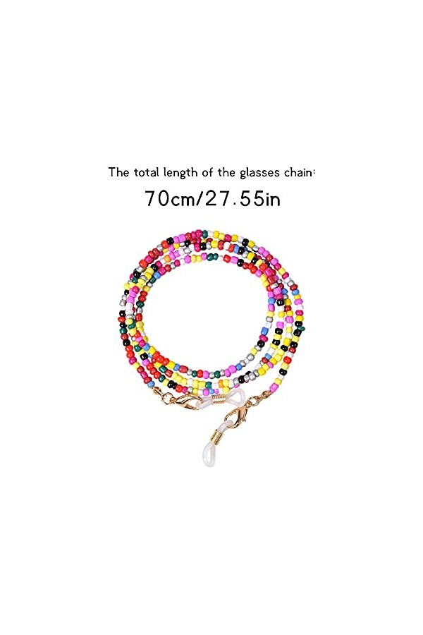 KYSUN 6PCS Chaîne de Lunettes de Perlée, Support de Sangle de Lunettes Soleil Perle Sangle, Cordon de Lunettes, Lunettes Perl