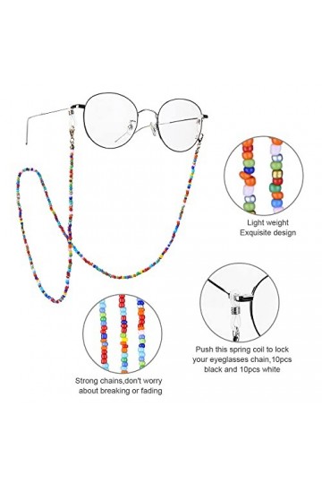 URAQT 5 Pièces Chaînes de Lunettes, Lunettes Chaîne de Lunettes Elégant Porte-Lunettes Perles Porte-Bracelet de Lunettes Anti