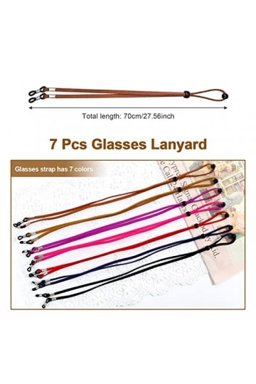 Hanyousheng Cordon Lunettes, 7 Pièces Cordon Lunette, Multicolore Réglable Corde à Lunettes, Hommes et Femmes Universel Lunet