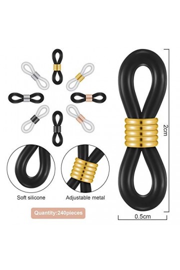 240 Pièces Connecteur dExtrémité de Chaîne de Lunettes en Silicone Support de Boucle de Chaîne de Lunettes