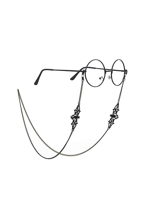 Pinksee Chaîne de lunettes pour homme et femme - Noir