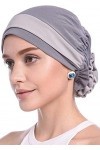 WETOO Chapeau Turban Extensible Tissu pour Perte de Cheveux Cancer Chimio Bonnet avec Fleur
