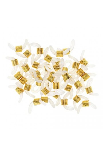 Baoblaze 50 Ensembles Embout dExtrémités Réglable en Caoutchouc et Anneau en Métal pour Chaîne de Lunettes - Or