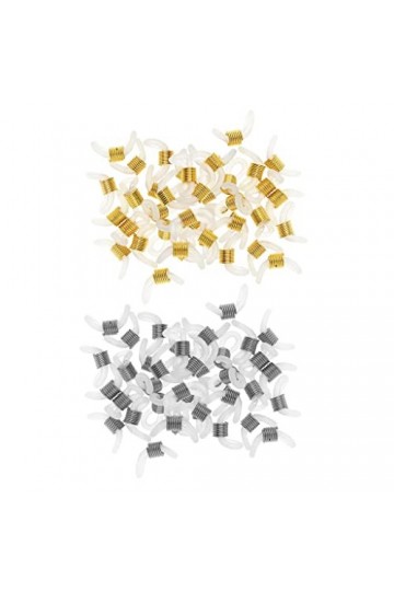 Baoblaze 50 Ensembles Embout dExtrémités Réglable en Caoutchouc et Anneau en Métal pour Chaîne de Lunettes - Or