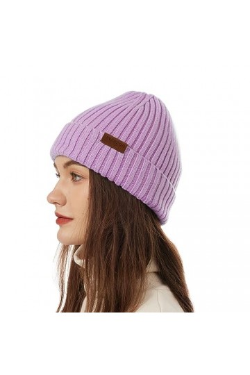 ineepor Bonnet Hiver Homme Femme Laine Mérinos Beanie Hat Tricoté Chapeau Unisexe Doublé Polaire Court Chaud Doux Confortable