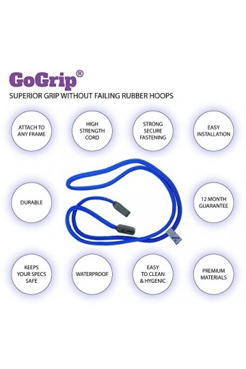 GoGrip Cordon de lunettes sécurisé – Cordon de lunettes et cordon de lunettes - Noir - Taille unique Petite