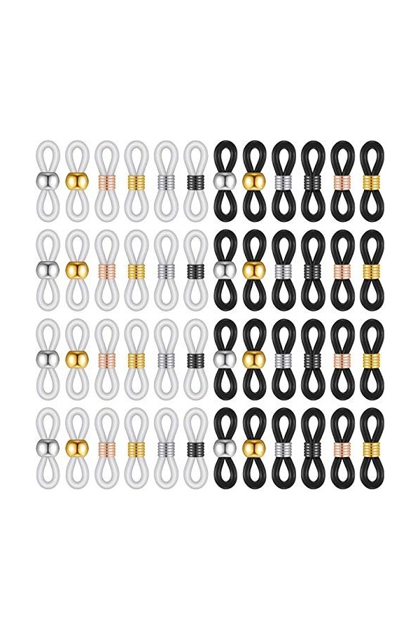 50 Extrémités de Chaîne de Lunettes Connecteurs dExtrémité Réglables en Silicone Boucle Support de Sangle de Lunettes Antidé