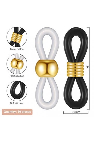 50 Extrémités de Chaîne de Lunettes Connecteurs dExtrémité Réglables en Silicone Boucle Support de Sangle de Lunettes Antidé