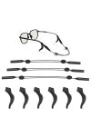TOYMIS 3pcs&nbsp;Sangle de Lunettes en Silicone&nbsp;avec 3 Paires de Crochets dOreille,&nbsp;Cordon Lunettes Reglable pour Lunettes de Sol