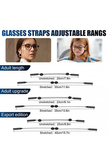 TOYMIS 3pcs&nbsp;Sangle de Lunettes en Silicone&nbsp;avec 3 Paires de Crochets dOreille,&nbsp;Cordon Lunettes Reglable pour Lunettes de Sol