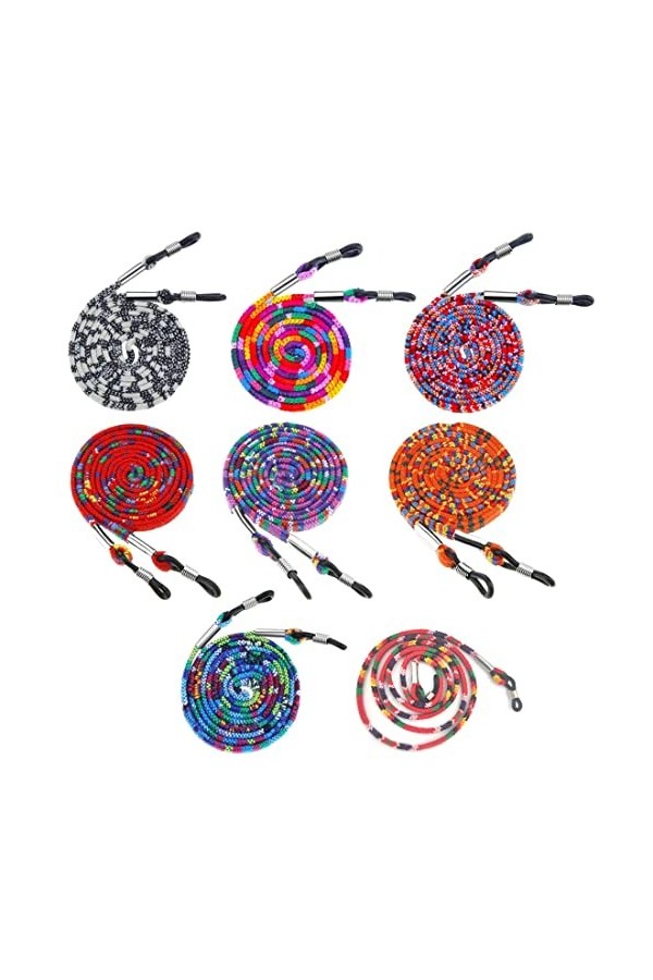 8 Pièces Cordon Lunettes Ensemble De Avec Cordon De Lunettes,Chaîne Lunettes de Soleil, Style ethnique bohème Cordon De Lunet