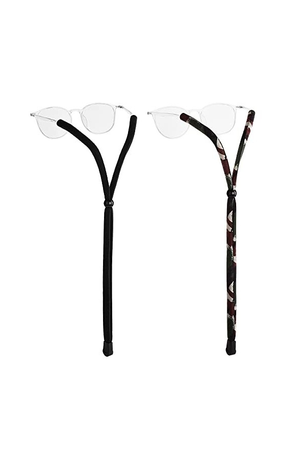 VOOGLASS Lot de 2 sangles de lunettes de soleil pour homme, chaîne de lunettes pour femme, support de lunettes, Hhua