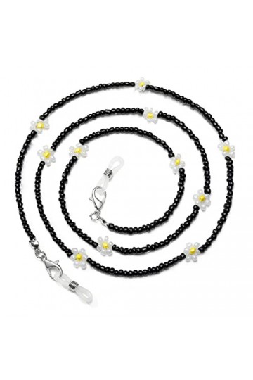 humlbird Cordon de masque pour lunettes de soleil avec perles en cristal de guérison pour femme, noir et blanc, Small